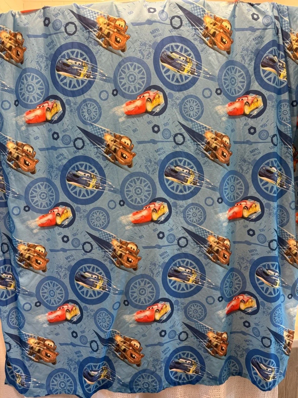 Disney Pixar Cars 2 Mater Lighting McQueen Twin Flat Sheet and One Pillowcase
